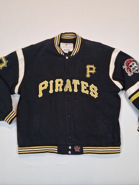 Pittsburg Pirates Baseball Team MLB Varsity Jacket Mens 2XL Black JH Designs